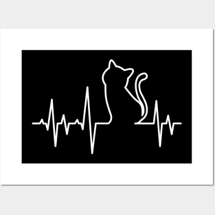 'Heart Beat Cat Lifeline' Cute Cats Adorable Posters and Art